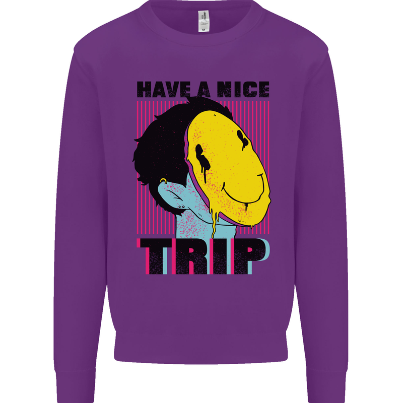 Acid Have a Nice Trip Drugs LSD Trippy Mens Sweatshirt Jumper Purple