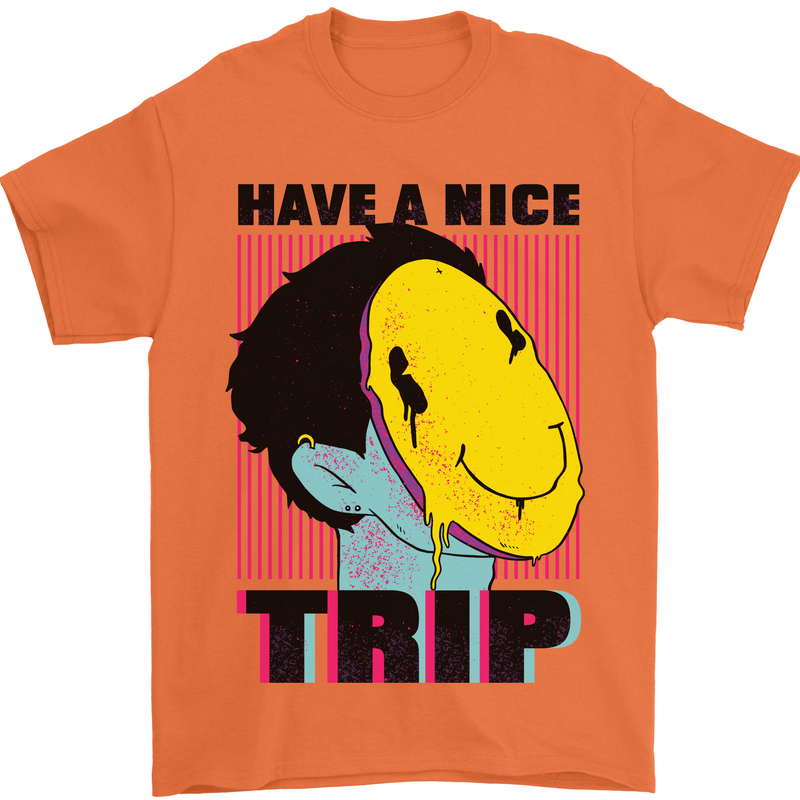 Acid Have a Nice Trip Drugs LSD Trippy Mens T-Shirt Cotton Gildan Orange