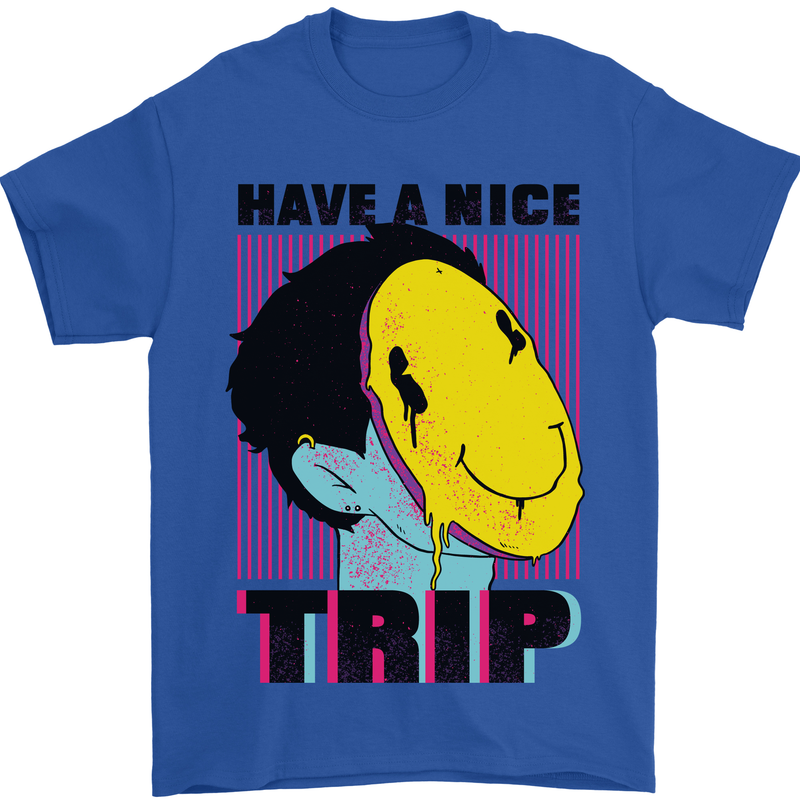 Acid Have a Nice Trip Drugs LSD Trippy Mens T-Shirt Cotton Gildan Royal Blue