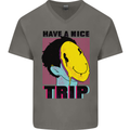 Acid Have a Nice Trip Drugs LSD Trippy Mens V-Neck Cotton T-Shirt Charcoal