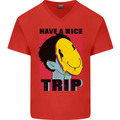 Acid Have a Nice Trip Drugs LSD Trippy Mens V-Neck Cotton T-Shirt Red