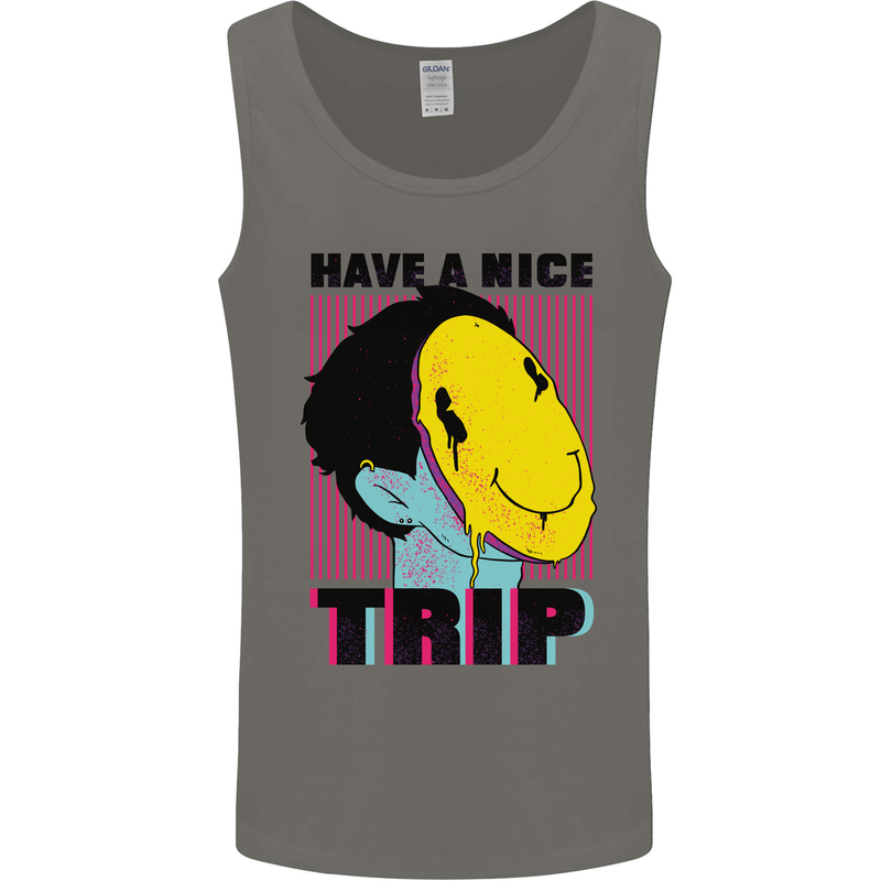 Acid Have a Nice Trip Drugs LSD Trippy Mens Vest Tank Top Charcoal