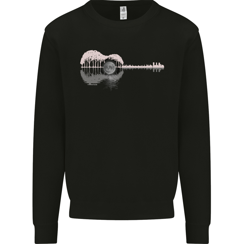 Acoustic Guitar Reflection Kids Sweatshirt Jumper Black