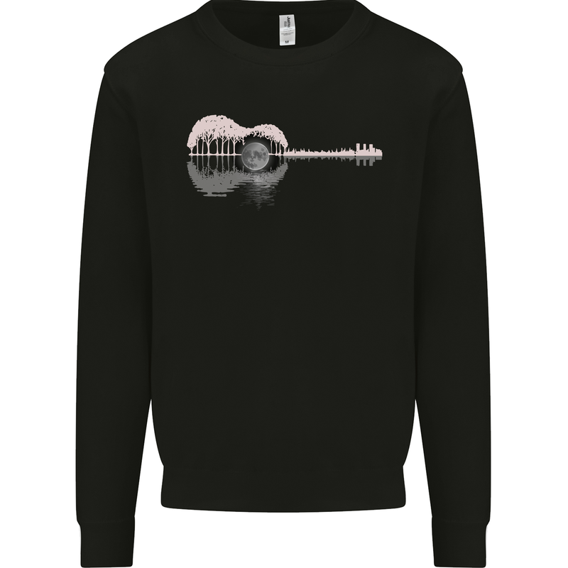 Acoustic Guitar Reflection Mens Sweatshirt Jumper Black