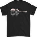 Acoustic Guitar Reflection Mens T-Shirt 100% Cotton Black