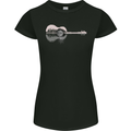 Acoustic Guitar Reflection Womens Petite Cut T-Shirt Black