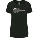 Acoustic Guitar Reflection Womens Wider Cut T-Shirt Black