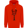Acoustic Guitar Tree Guitarist Music Band Mens 80% Cotton Hoodie Bright Red