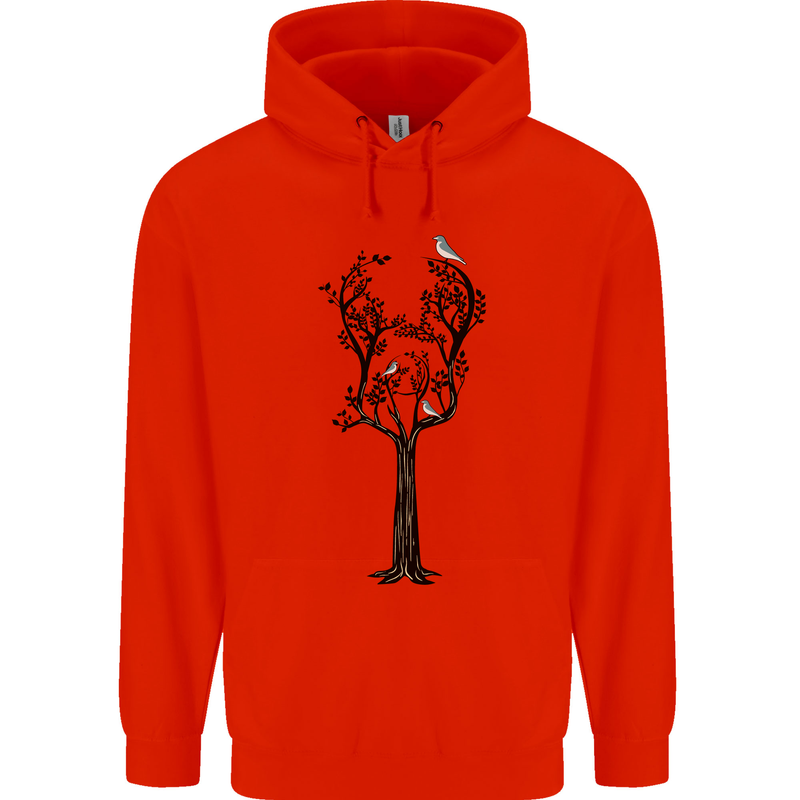 Acoustic Guitar Tree Guitarist Music Band Mens 80% Cotton Hoodie Bright Red