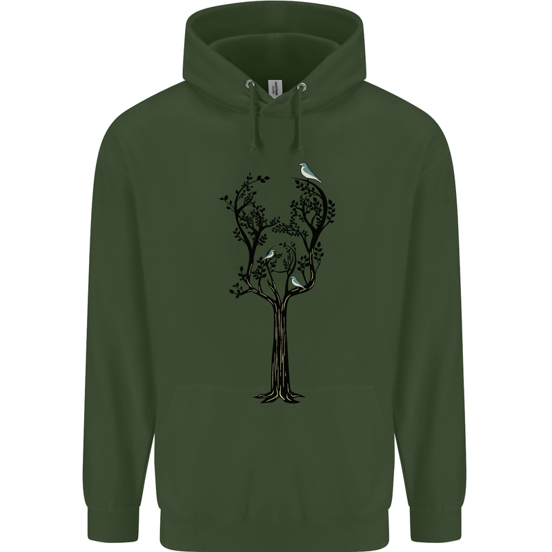 Acoustic Guitar Tree Guitarist Music Band Mens 80% Cotton Hoodie Forest Green