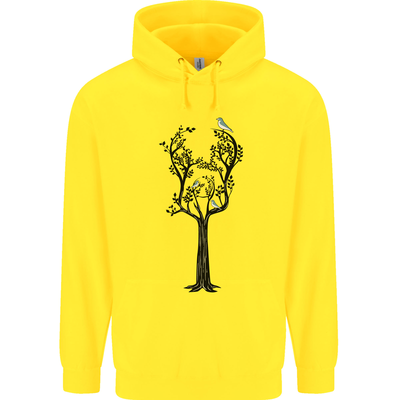 Acoustic Guitar Tree Guitarist Music Band Mens 80% Cotton Hoodie Yellow