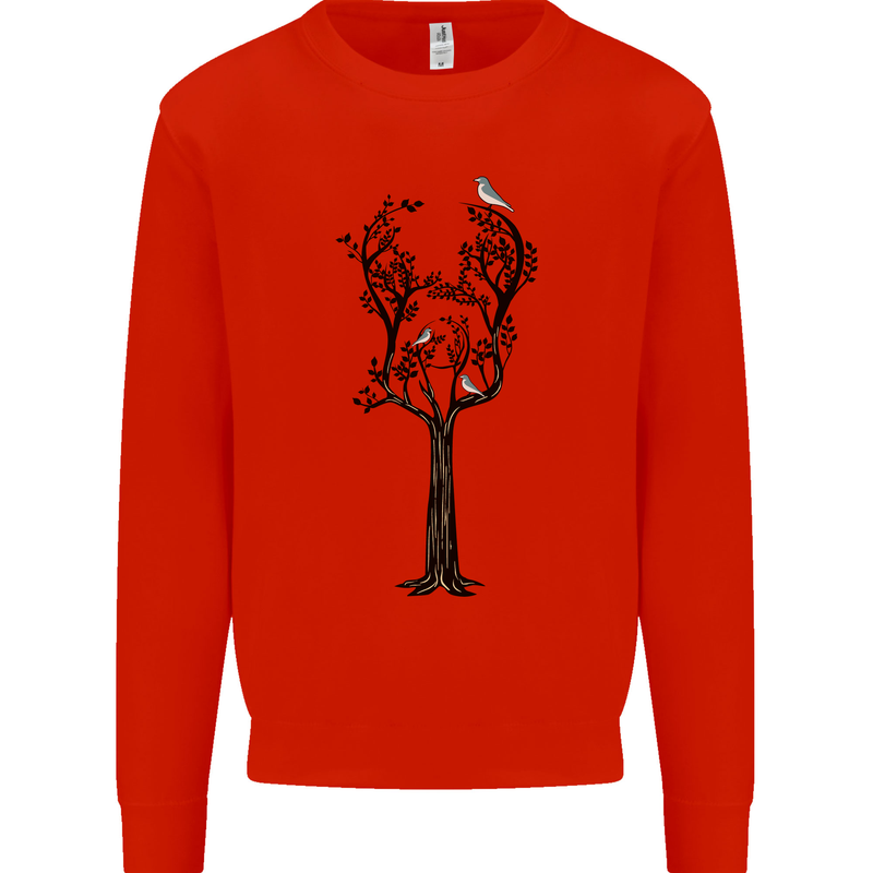 Acoustic Guitar Tree Guitarist Music Band Mens Sweatshirt Jumper Bright Red