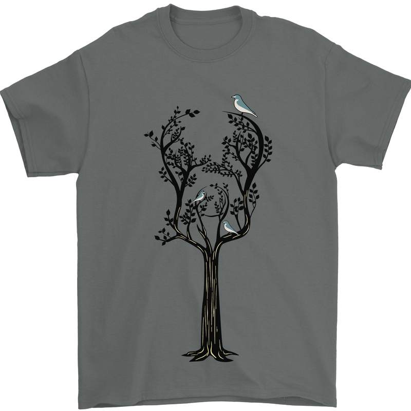 Acoustic Guitar Tree Guitarist Music Band Mens T-Shirt 100% Cotton Charcoal