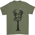 Acoustic Guitar Tree Guitarist Music Band Mens T-Shirt 100% Cotton Military Green
