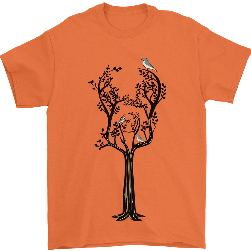 Acoustic Guitar Tree Guitarist Music Band Mens T-Shirt 100% Cotton Orange