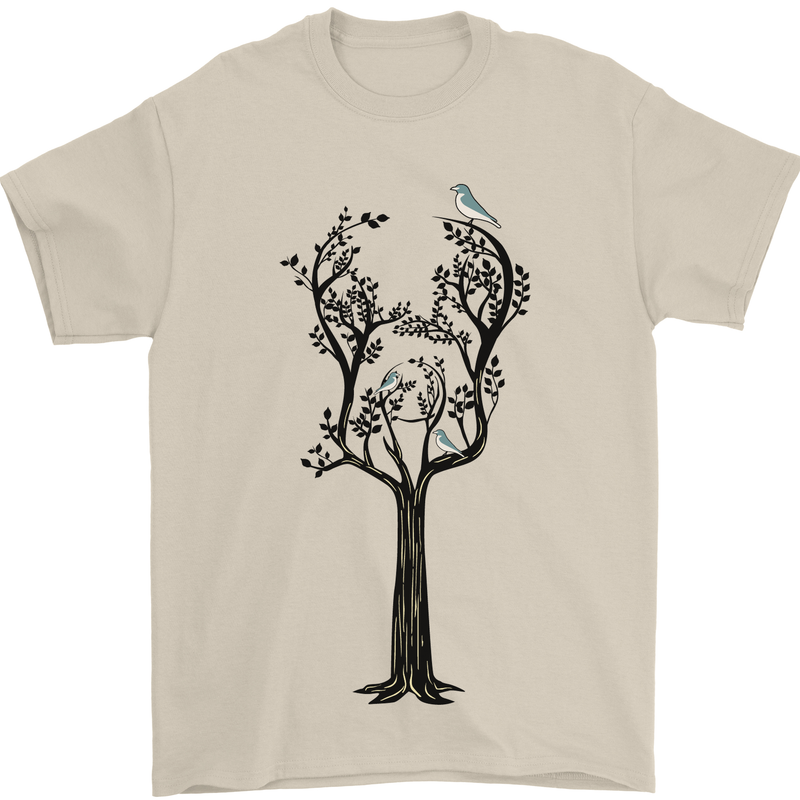 Acoustic Guitar Tree Guitarist Music Band Mens T-Shirt 100% Cotton Sand
