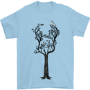 Acoustic Guitar Tree Guitarist Music Band Mens T-Shirt Cotton Gildan Light Blue