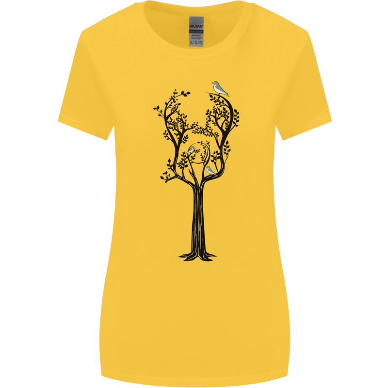 Acoustic Guitar Tree Guitarist Music Band Womens Wider Cut T-Shirt Yellow