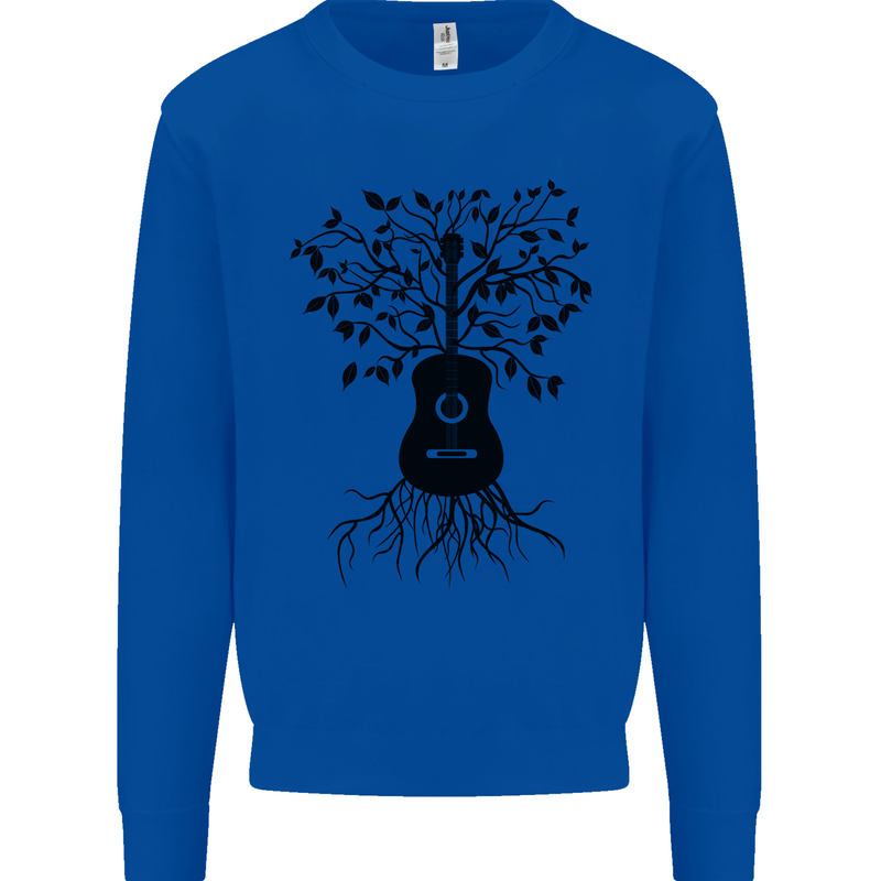 Acoustic Guitar Tree Roots Guitarist Music Kids Sweatshirt Jumper Royal Blue