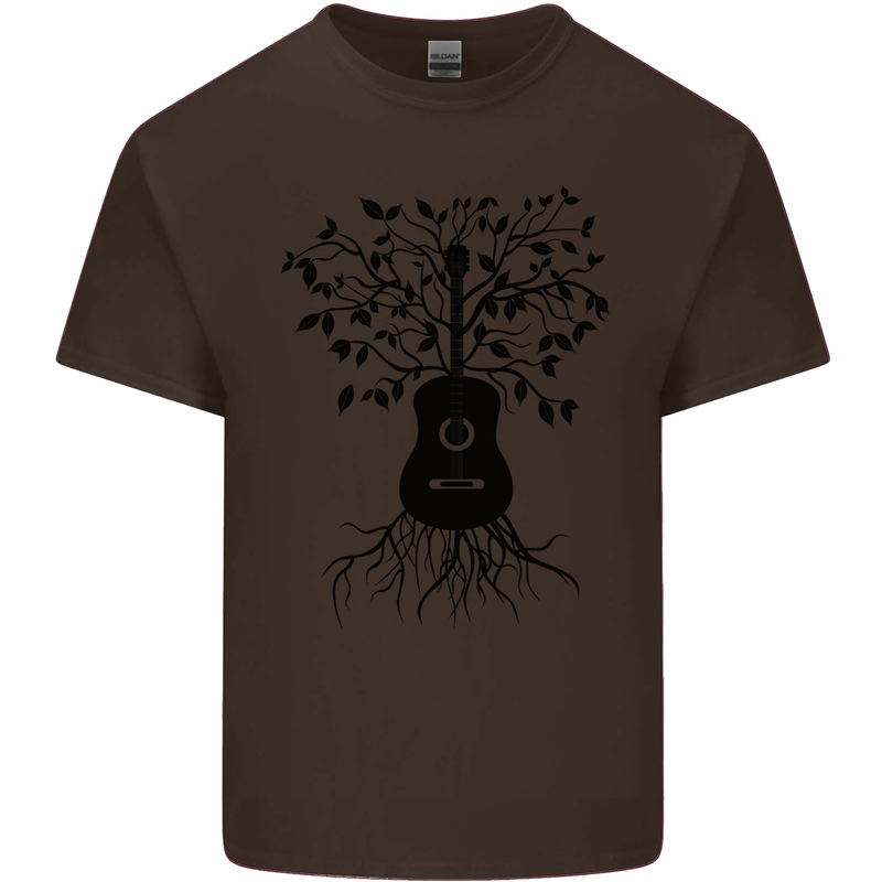 Acoustic Guitar Tree Roots Guitarist Music Kids T-Shirt Childrens Chocolate