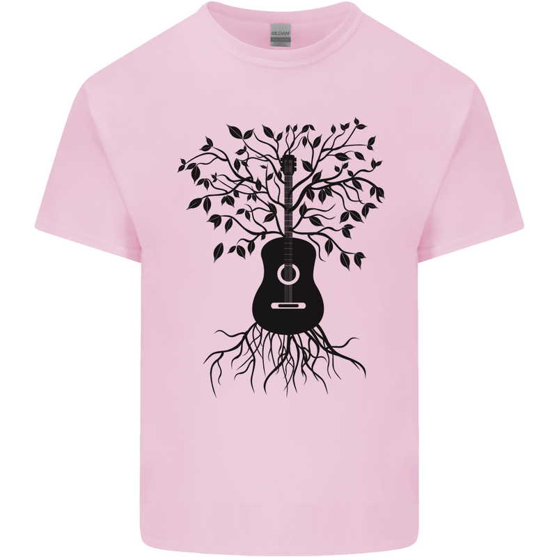 Acoustic Guitar Tree Roots Guitarist Music Kids T-Shirt Childrens Light Pink