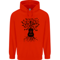 Acoustic Guitar Tree Roots Guitarist Music Mens 80% Cotton Hoodie Bright Red