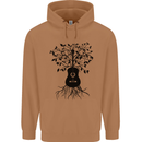 Acoustic Guitar Tree Roots Guitarist Music Mens 80% Cotton Hoodie Caramel Latte