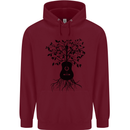 Acoustic Guitar Tree Roots Guitarist Music Mens 80% Cotton Hoodie Maroon