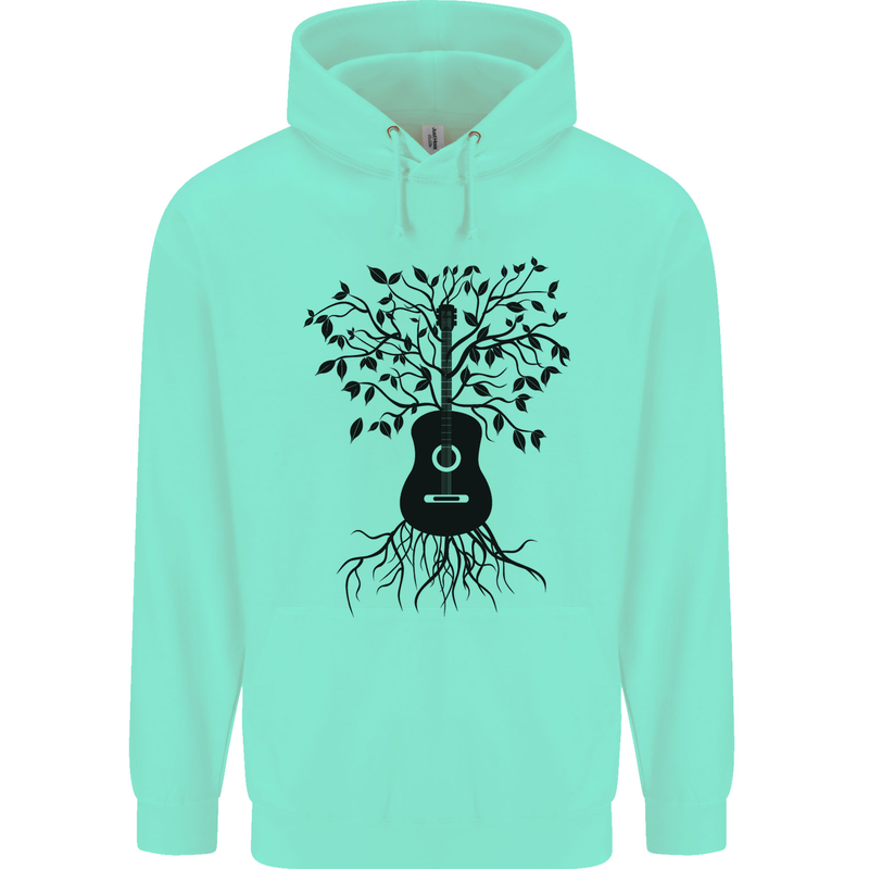 Acoustic Guitar Tree Roots Guitarist Music Mens 80% Cotton Hoodie Peppermint