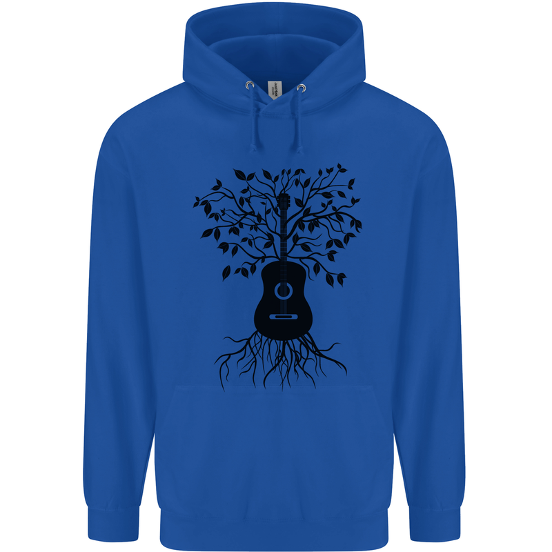 Acoustic Guitar Tree Roots Guitarist Music Mens 80% Cotton Hoodie Royal Blue