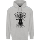 Acoustic Guitar Tree Roots Guitarist Music Mens 80% Cotton Hoodie Sports Grey