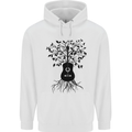 Acoustic Guitar Tree Roots Guitarist Music Mens 80% Cotton Hoodie White