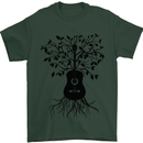 Acoustic Guitar Tree Roots Guitarist Music Mens T-Shirt Cotton Gildan Forest Green