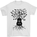 Acoustic Guitar Tree Roots Guitarist Music Mens T-Shirt Cotton Gildan White