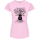 Acoustic Guitar Tree Roots Guitarist Music Womens Petite Cut T-Shirt Light Pink