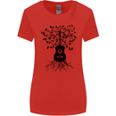 Acoustic Guitar Tree Roots Guitarist Music Womens Wider Cut T-Shirt Red