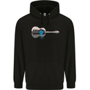 Acoustic Guitar Water Reflection Music Moon Mens 80% Cotton Hoodie Black