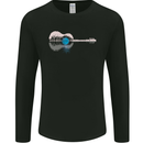Acoustic Guitar Water Reflection Music Moon Mens Long Sleeve T-Shirt Black