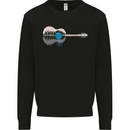 Acoustic Guitar Water Reflection Music Moon Mens Sweatshirt Jumper Black