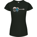 Acoustic Guitar Water Reflection Music Moon Womens Petite Cut T-Shirt Black