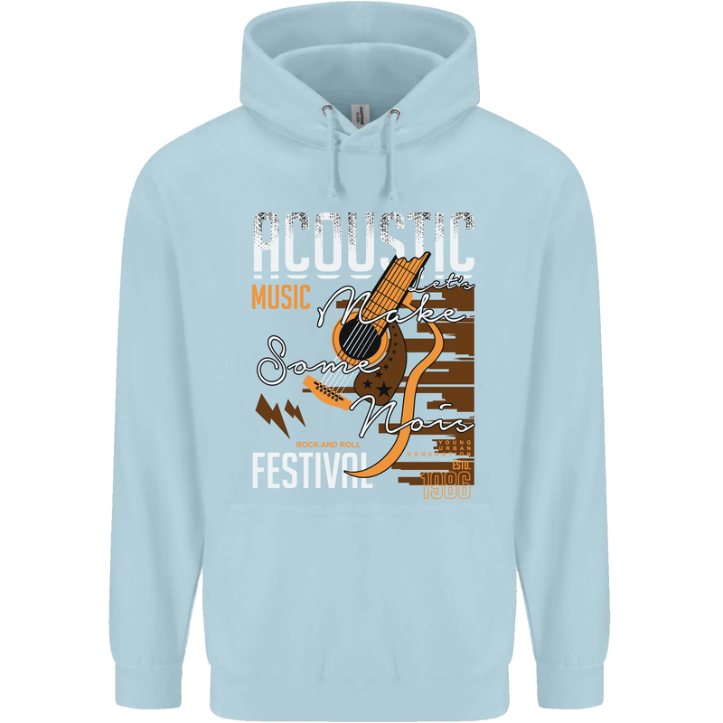 Acoustic Music Country & Western Guitar Childrens Kids Hoodie Light Blue