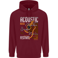 Acoustic Music Country & Western Guitar Childrens Kids Hoodie Maroon