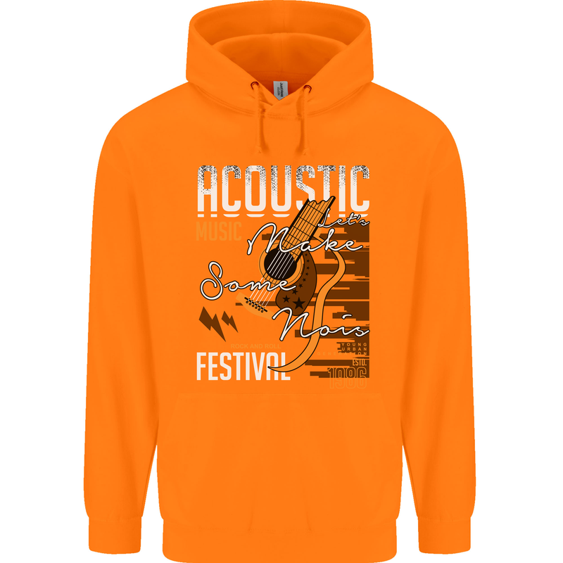 Acoustic Music Country & Western Guitar Childrens Kids Hoodie Orange