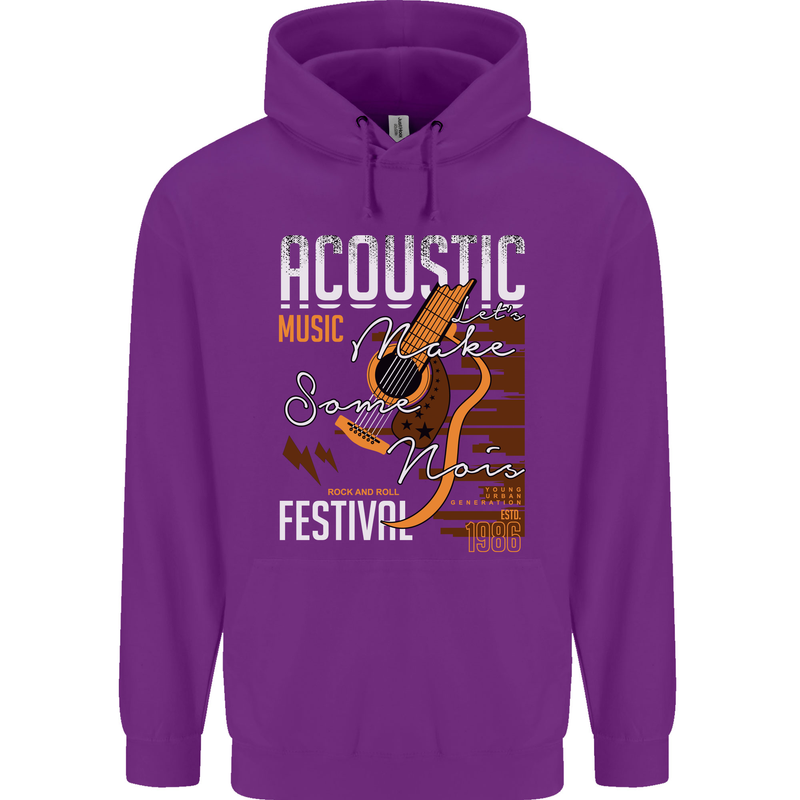 Acoustic Music Country & Western Guitar Childrens Kids Hoodie Purple