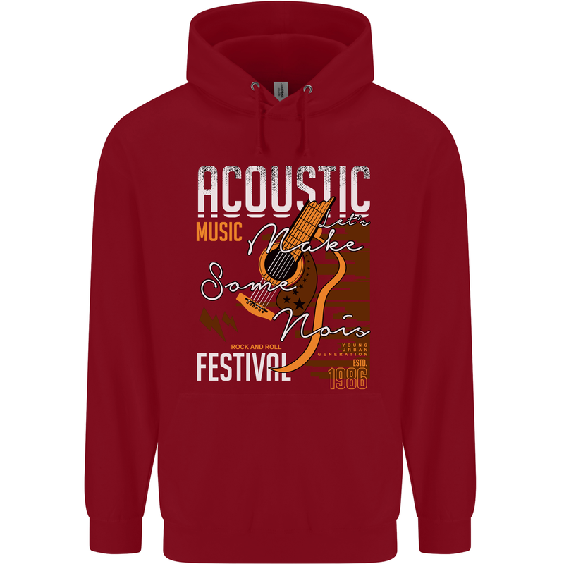 Acoustic Music Country & Western Guitar Childrens Kids Hoodie Red