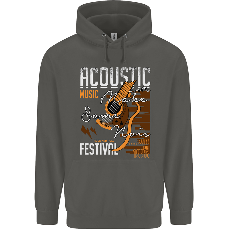 Acoustic Music Country & Western Guitar Childrens Kids Hoodie Storm Grey