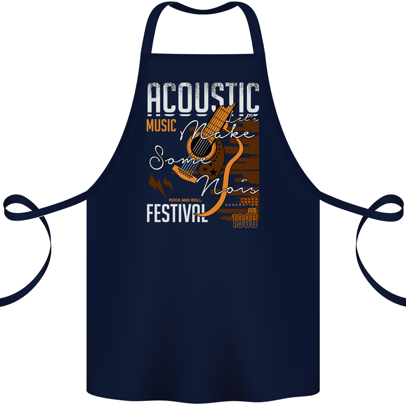 Acoustic Music Country & Western Guitar Cotton Apron 100% Organic Navy Blue