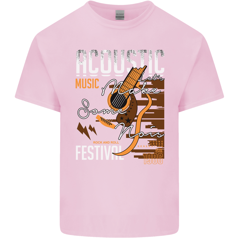 Acoustic Music Country & Western Guitar Kids T-Shirt Childrens Light Pink