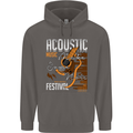 Acoustic Music Country & Western Guitar Mens 80% Cotton Hoodie Charcoal