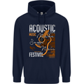 Acoustic Music Country & Western Guitar Mens 80% Cotton Hoodie Navy Blue